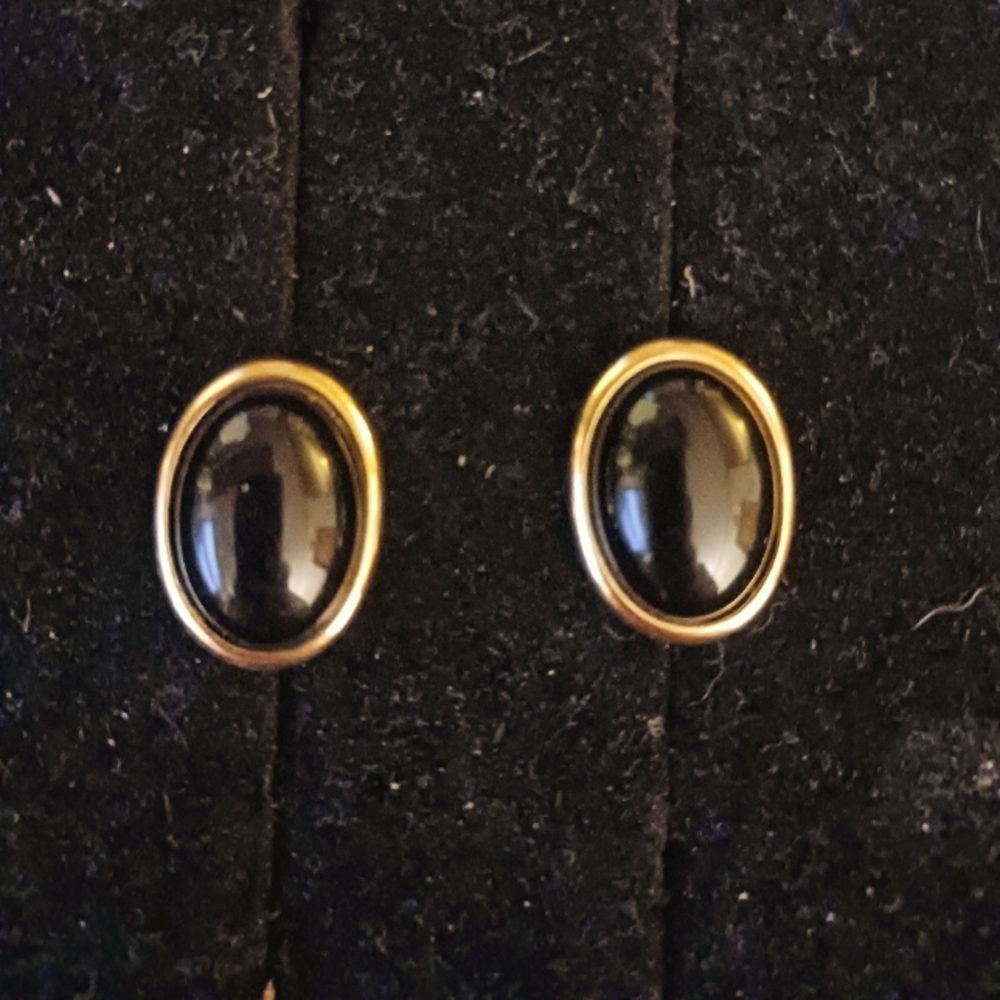 Black Trifari post earrings